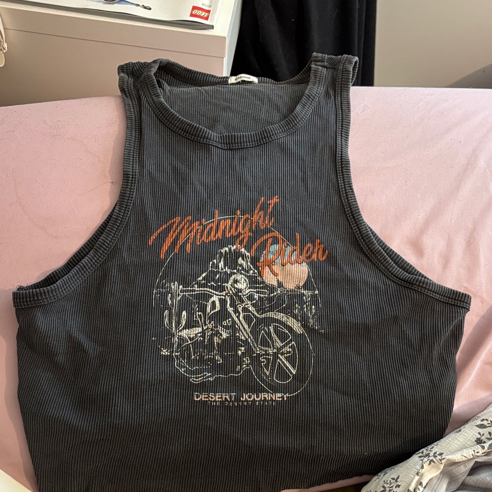 Garage Charcoal Ribbed Tank Top - Picture 1 of 2